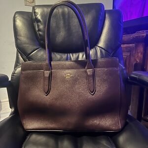 Coach Like New, Dark Brown Leather Tote With Dust Bag